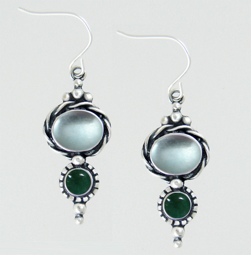 Sterling Silver Drop Dangle Earrings With Blue Topaz And Fluorite